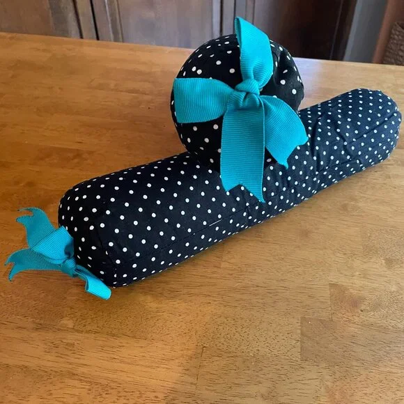 One set black and white polka dot boot shapers with turquoise bow - Picture 2 of 5